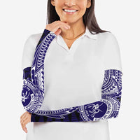Tonga Queen Salote College 100th Years Arm Sleeves Blue Tonga Kupesi Uniquely Pacific Art - Polynesian Pride