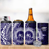 Tonga Queen Salote College 100th Years 4 in 1 Can Cooler Tumbler Blue Tonga Kupesi Uniquely Pacific Art LT9 - Polynesian Pride