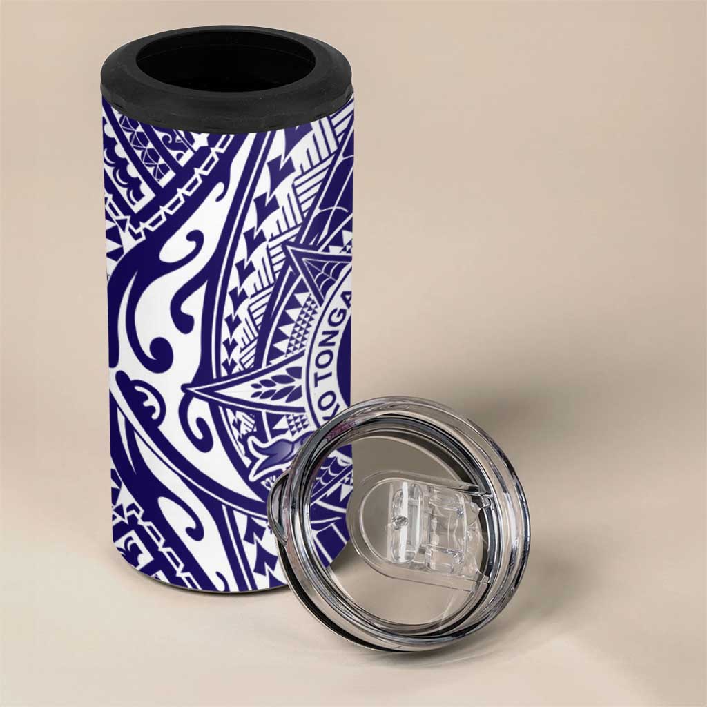 Tonga Queen Salote College 100th Years 4 in 1 Can Cooler Tumbler Blue Tonga Kupesi Uniquely Pacific Art LT9 - Polynesian Pride