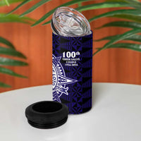 Tonga Queen Salote College 100th Years 4 in 1 Can Cooler Tumbler Blue Tonga Kupesi Uniquely Pacific Art LT9 - Polynesian Pride