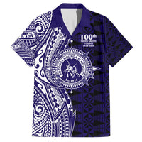 Tonga Queen Salote College 100th Years Family Matching Off The Shoulder Long Sleeve Dress and Hawaiian Shirt Blue Tonga Kupesi Uniquely Pacific Art LT9 Dad's Shirt - Short Sleeve Blue - Polynesian Pride