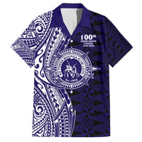 Tonga Queen Salote College 100th Years Family Matching Puletasi and Hawaiian Shirt Blue Tonga Kupesi Uniquely Pacific Art LT9 Dad's Shirt - Short Sleeve Blue - Polynesian Pride