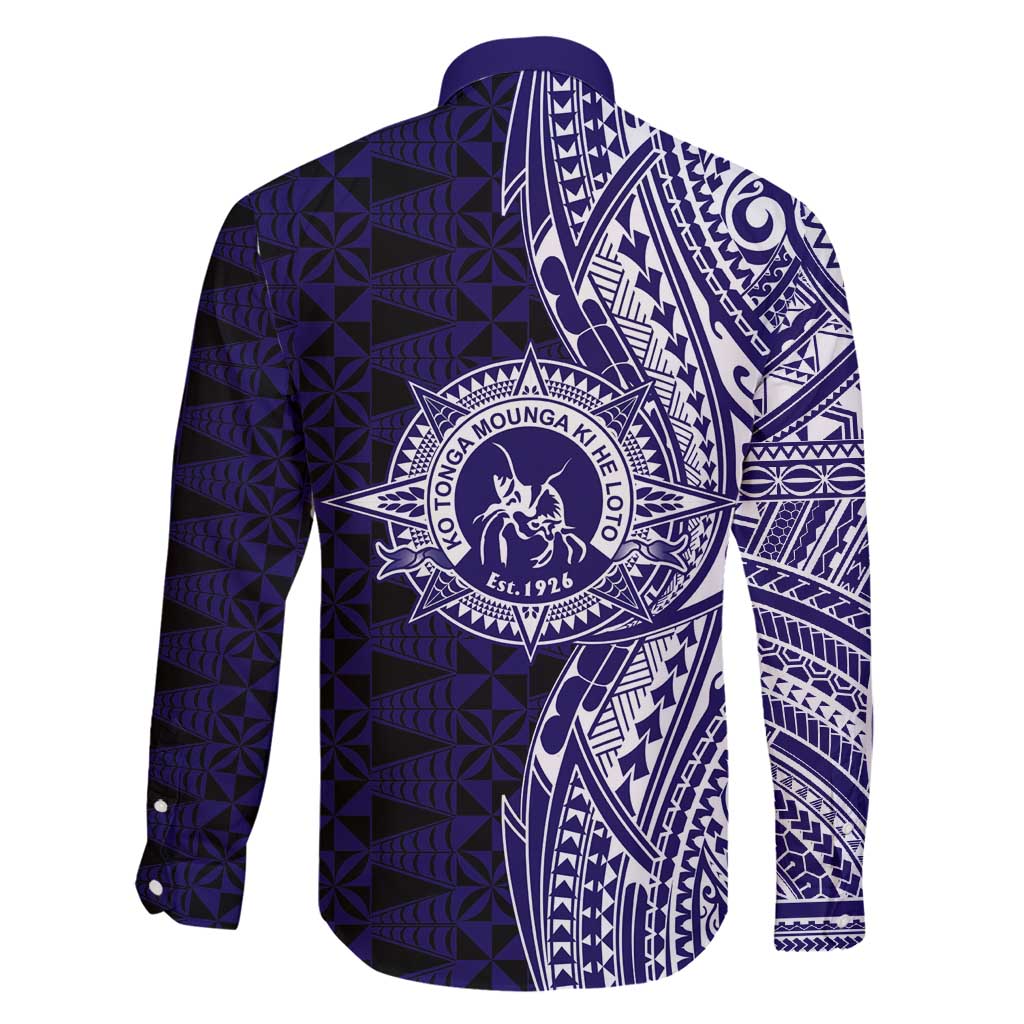 Tonga Queen Salote College 100th Years Family Matching Puletasi and Hawaiian Shirt Blue Tonga Kupesi Uniquely Pacific Art LT9 - Polynesian Pride