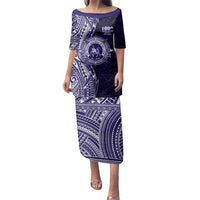 Tonga Queen Salote College 100th Years Family Matching Puletasi and Hawaiian Shirt Blue Tonga Kupesi Uniquely Pacific Art LT9 Mom's Dress Blue - Polynesian Pride