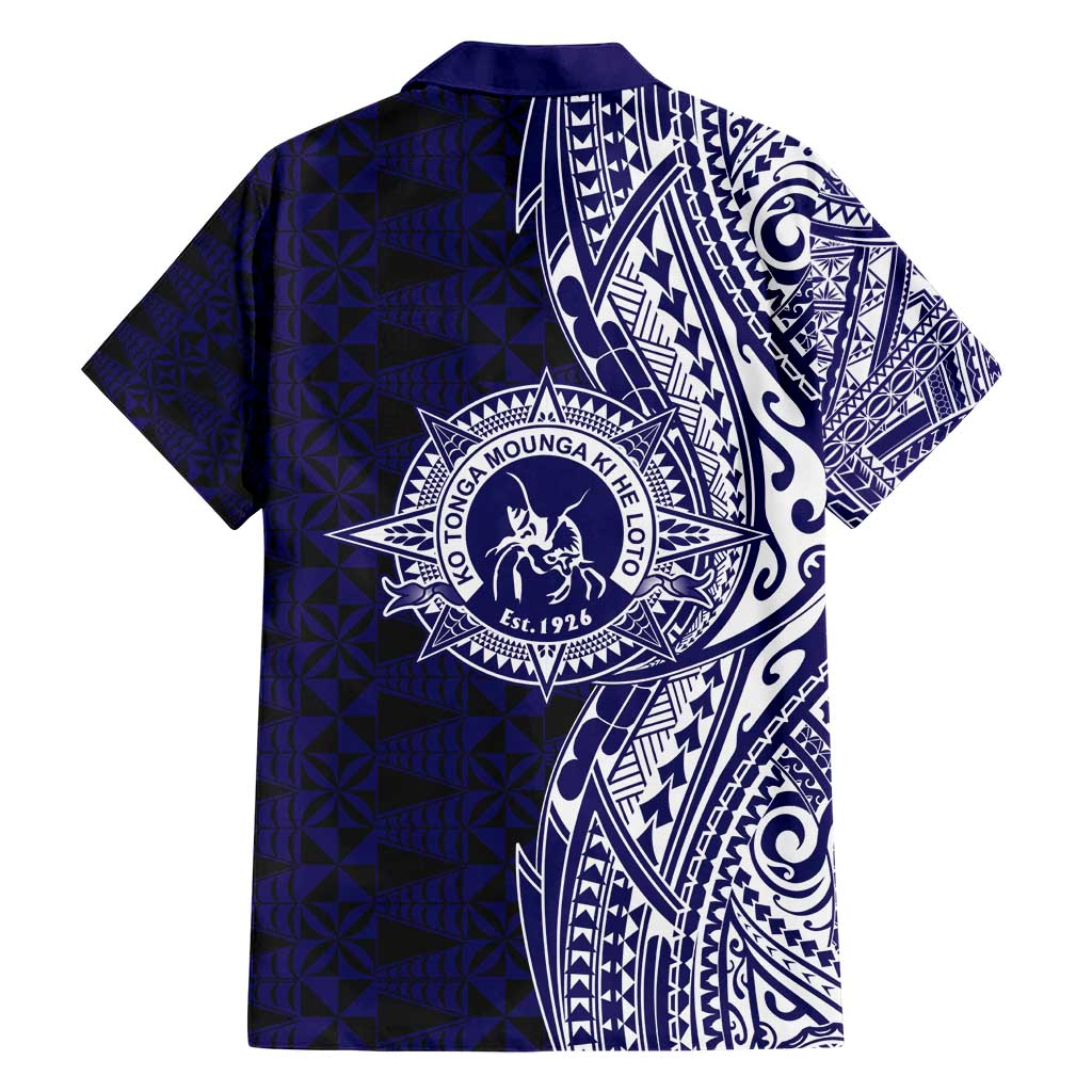 Tonga Queen Salote College 100th Years Family Matching Short Sleeve Bodycon Dress and Hawaiian Shirt Blue Tonga Kupesi Uniquely Pacific Art LT9 - Polynesian Pride