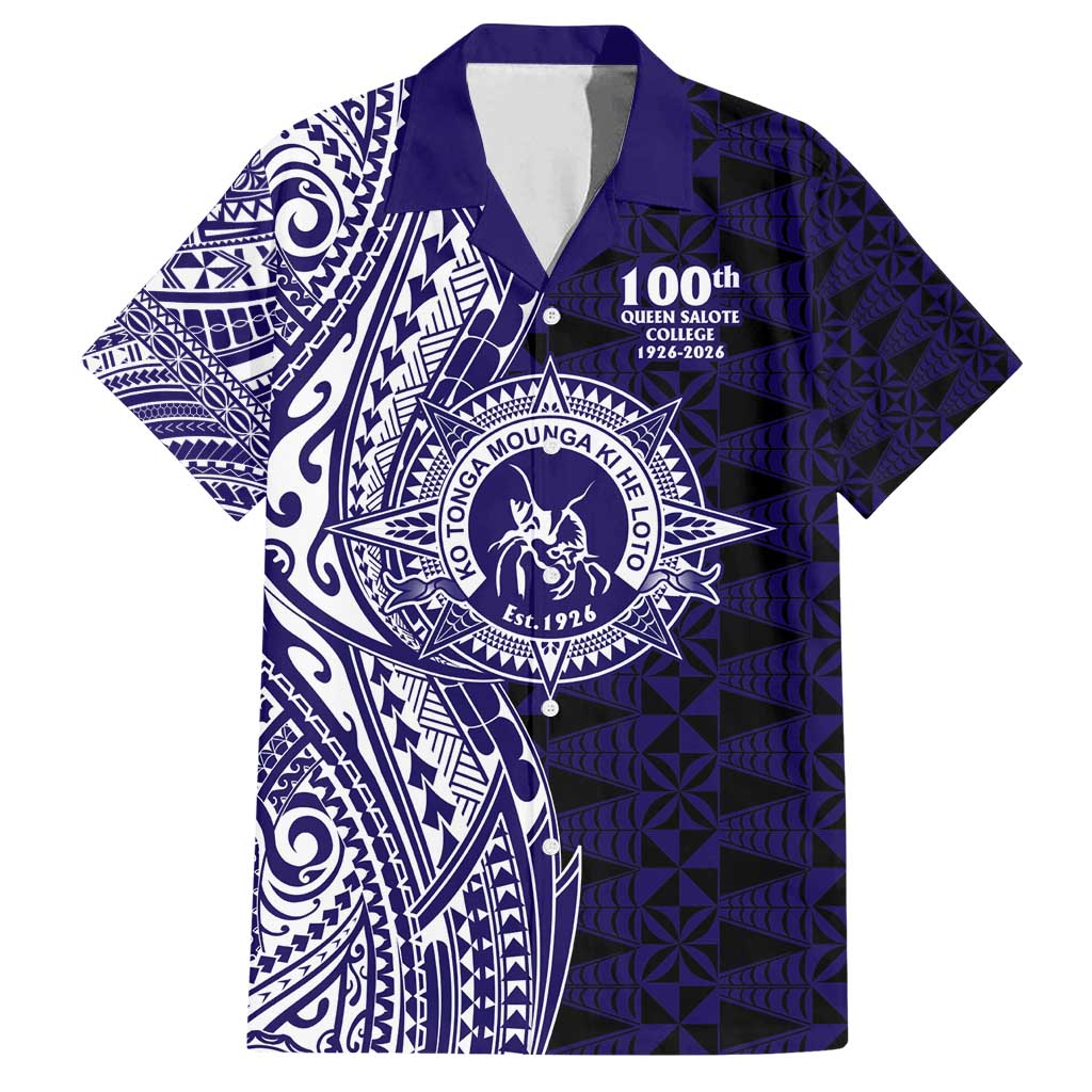 Tonga Queen Salote College 100th Years Family Matching Summer Maxi Dress and Hawaiian Shirt Blue Tonga Kupesi Uniquely Pacific Art LT9 Dad's Shirt - Short Sleeve Blue - Polynesian Pride