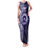 Tonga Queen Salote College 100th Years Family Matching Tank Maxi Dress and Hawaiian Shirt Blue Tonga Kupesi Uniquely Pacific Art LT9 Mom's Dress Blue - Polynesian Pride