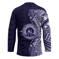 Tonga Queen Salote College 100th Years Hockey Jersey Blue Tonga Kupesi Uniquely Pacific Art - Polynesian Pride