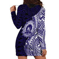 Tonga Queen Salote College 100th Years Hoodie Dress Blue Tonga Kupesi Uniquely Pacific Art LT9 - Polynesian Pride