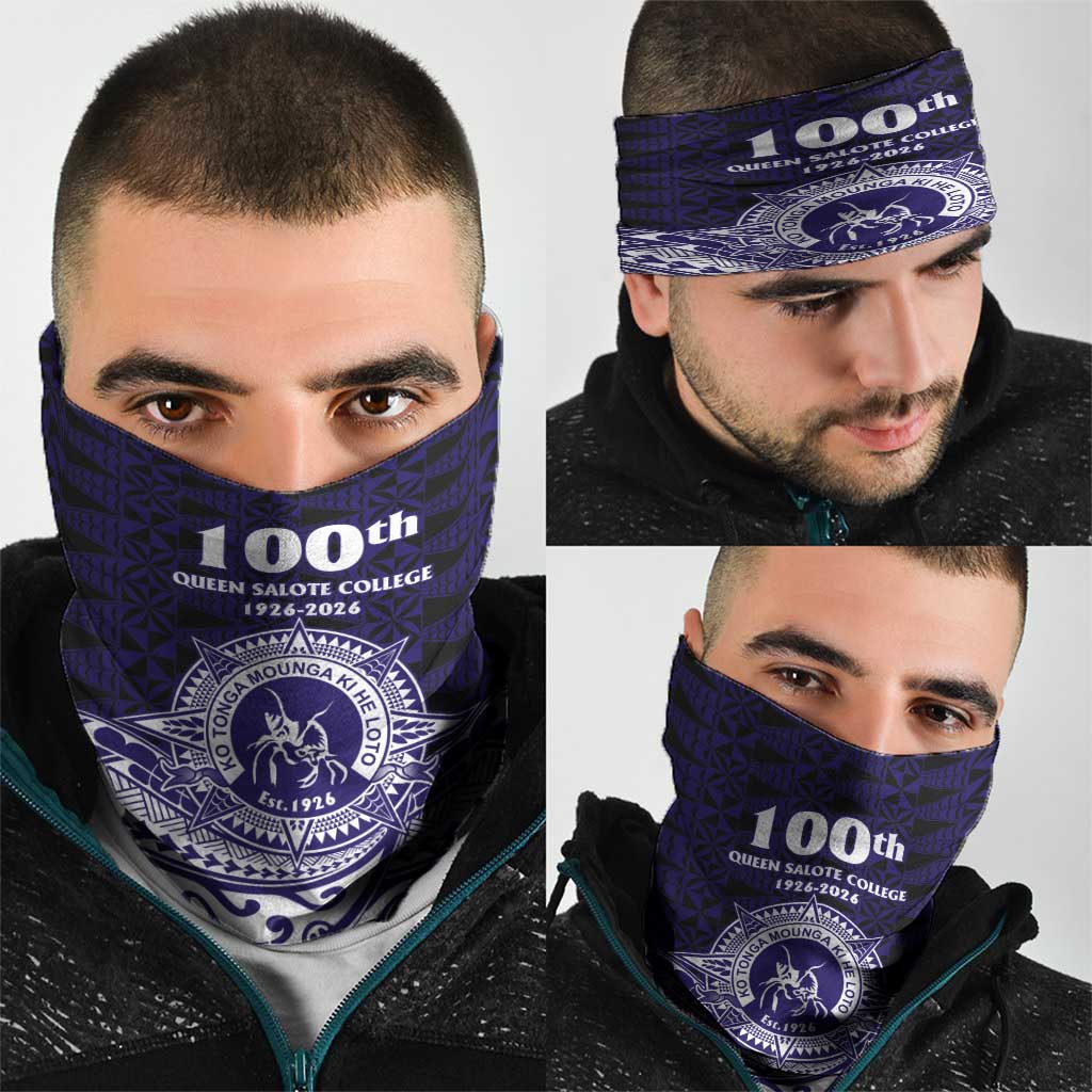 Tonga Queen Salote College 100th Years Neck Gaiter Blue Tonga Kupesi Uniquely Pacific Art - Polynesian Pride