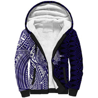Tonga Queen Salote College 100th Years Sherpa Hoodie Blue Tonga Kupesi Uniquely Pacific Art - Polynesian Pride