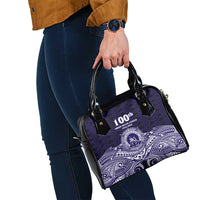 Tonga Queen Salote College 100th Years Shoulder Handbag Blue Tonga Kupesi Uniquely Pacific Art - Polynesian Pride