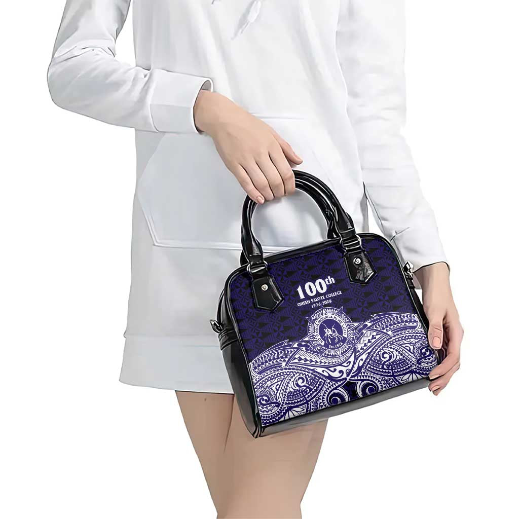 Tonga Queen Salote College 100th Years Shoulder Handbag Blue Tonga Kupesi Uniquely Pacific Art - Polynesian Pride