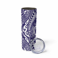 Tonga Queen Salote College 100th Years Skinny Tumbler Blue Tonga Kupesi Uniquely Pacific Art LT9 - Polynesian Pride