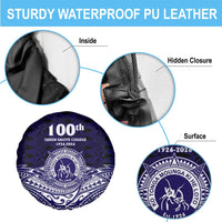 Tonga Queen Salote College 100th Years Spare Tire Cover Blue Tonga Kupesi Uniquely Pacific Art - Polynesian Pride