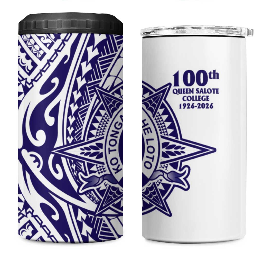 Tonga Queen Salote College 100th Years 4 in 1 Can Cooler Tumbler White Tonga Kupesi Uniquely Pacific Art LT9 One Size: 16 oz White - Polynesian Pride
