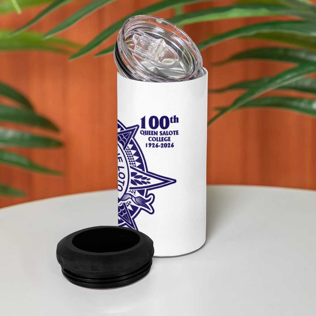 Tonga Queen Salote College 100th Years 4 in 1 Can Cooler Tumbler White Tonga Kupesi Uniquely Pacific Art LT9 - Polynesian Pride