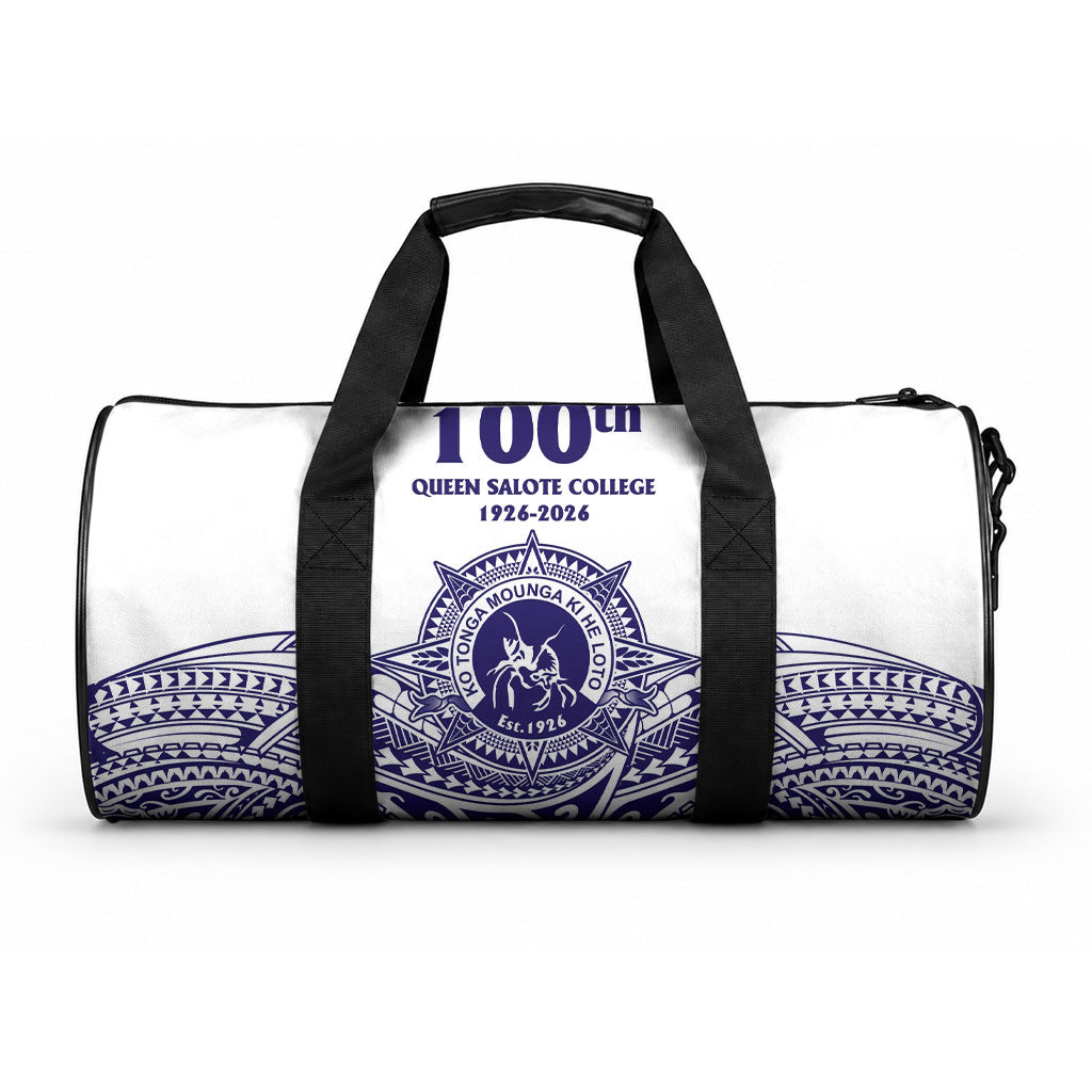 Tonga Queen Salote College 100th Years Duffle Bag White Tonga Kupesi Uniquely Pacific Art