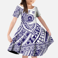 Tonga Queen Salote College 100th Years Family Matching Mermaid Dress and Hawaiian Shirt White Tonga Kupesi Uniquely Pacific Art LT9 Daughter's Dress White - Polynesian Pride