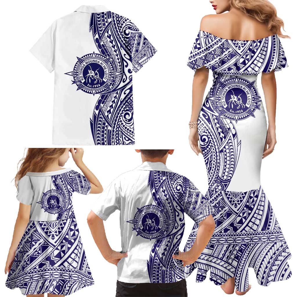Tonga Queen Salote College 100th Years Family Matching Mermaid Dress and Hawaiian Shirt White Tonga Kupesi Uniquely Pacific Art LT9 - Polynesian Pride
