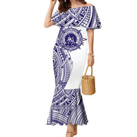 Tonga Queen Salote College 100th Years Family Matching Mermaid Dress and Hawaiian Shirt White Tonga Kupesi Uniquely Pacific Art LT9 Mom's Dress White - Polynesian Pride