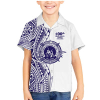 Tonga Queen Salote College 100th Years Family Matching Mermaid Dress and Hawaiian Shirt White Tonga Kupesi Uniquely Pacific Art LT9 Son's Shirt White - Polynesian Pride