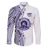 Tonga Queen Salote College 100th Years Family Matching Short Sleeve Bodycon Dress and Hawaiian Shirt White Tonga Kupesi Uniquely Pacific Art LT9 Dad's Shirt - Long Sleeve White - Polynesian Pride