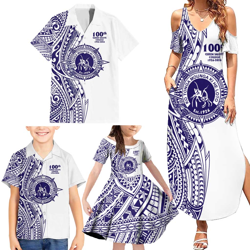 Tonga Queen Salote College 100th Years Family Matching Summer Maxi Dress and Hawaiian Shirt White Tonga Kupesi Uniquely Pacific Art LT9 - Polynesian Pride