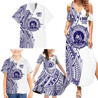 Tonga Queen Salote College 100th Years Family Matching Summer Maxi Dress and Hawaiian Shirt White Tonga Kupesi Uniquely Pacific Art LT9 - Polynesian Pride
