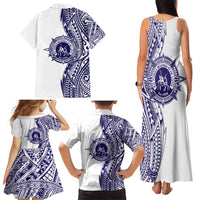 Tonga Queen Salote College 100th Years Family Matching Tank Maxi Dress and Hawaiian Shirt White Tonga Kupesi Uniquely Pacific Art LT9 - Polynesian Pride