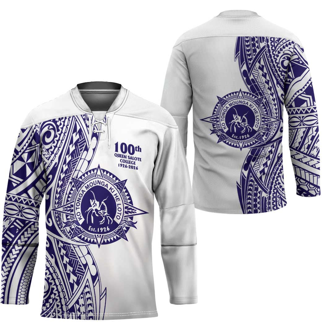 Tonga Queen Salote College 100th Years Hockey Jersey White Tonga Kupesi Uniquely Pacific Art - Polynesian Pride