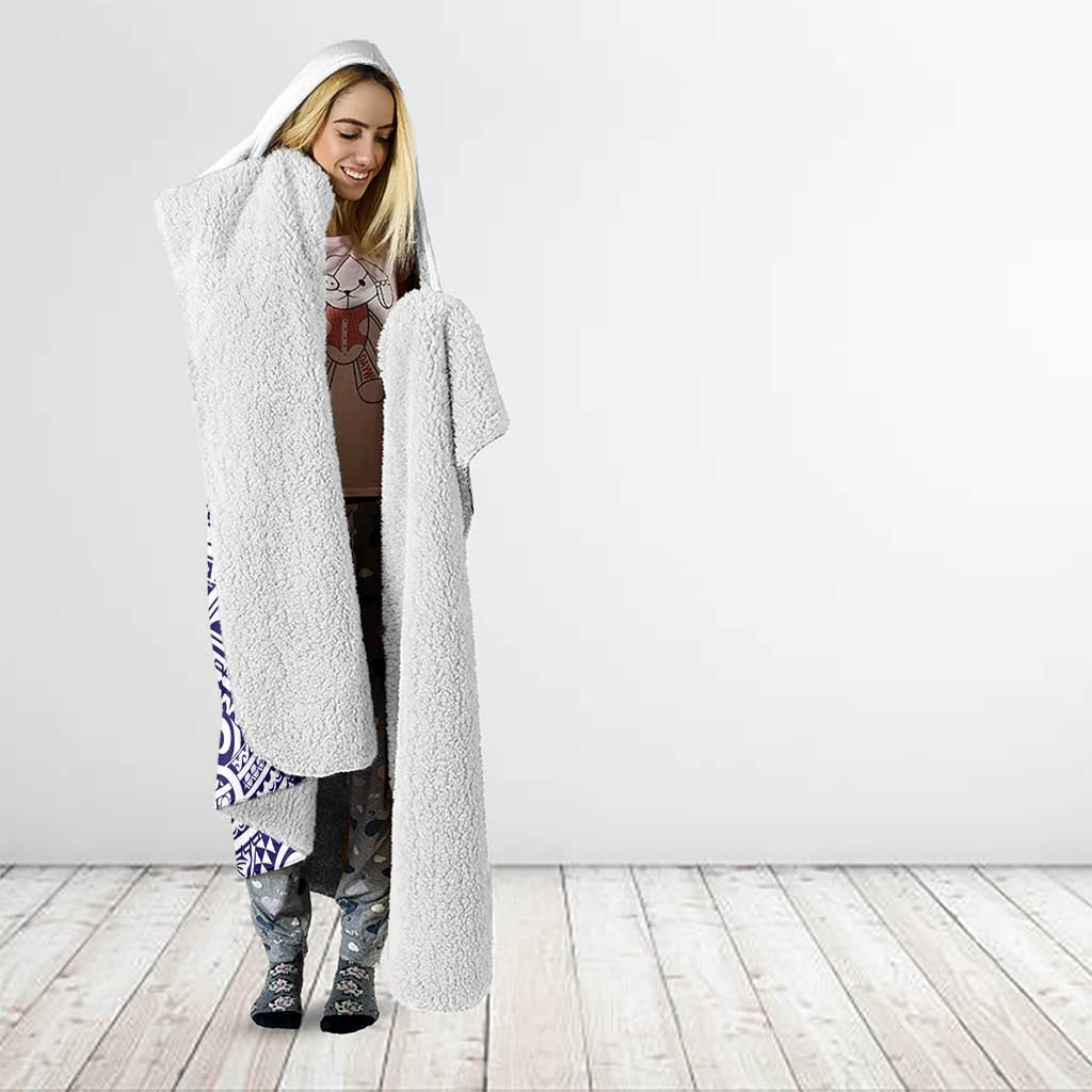 Tonga Queen Salote College 100th Years Hooded Blanket White Tonga Kupesi Uniquely Pacific Art - Polynesian Pride