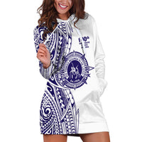 Tonga Queen Salote College 100th Years Hoodie Dress White Tonga Kupesi Uniquely Pacific Art LT9 White - Polynesian Pride