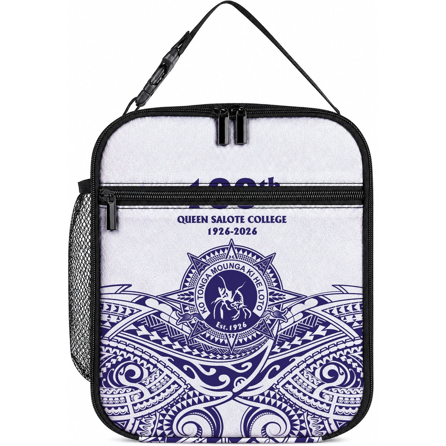 Tonga Queen Salote College 100th Years Lunch Bag White Tonga Kupesi Uniquely Pacific Art