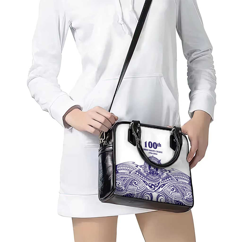 Tonga Queen Salote College 100th Years Shoulder Handbag White Tonga Kupesi Uniquely Pacific Art - Polynesian Pride