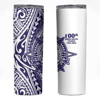 Tonga Queen Salote College 100th Years Skinny Tumbler White Tonga Kupesi Uniquely Pacific Art LT9 White - Polynesian Pride