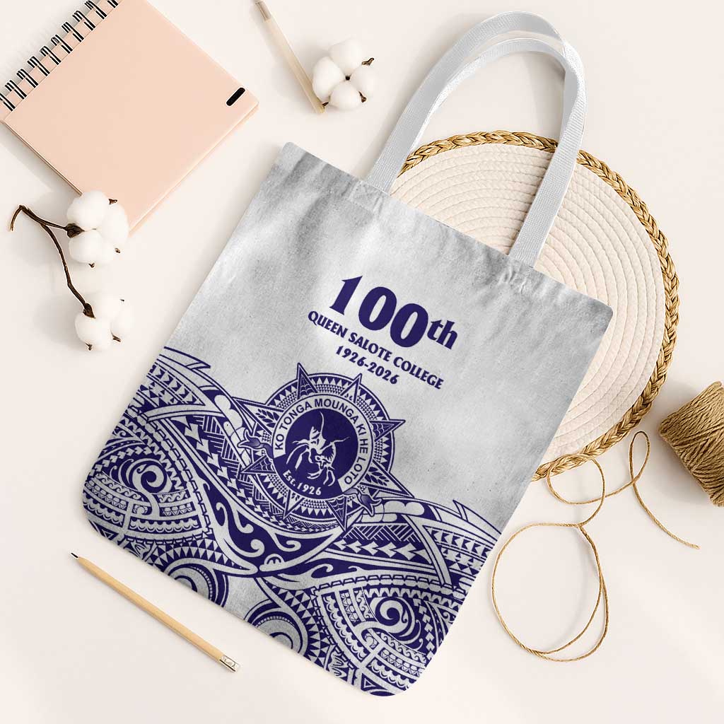 Tonga Queen Salote College 100th Years Tote Bag White Tonga Kupesi Uniquely Pacific Art - Polynesian Pride