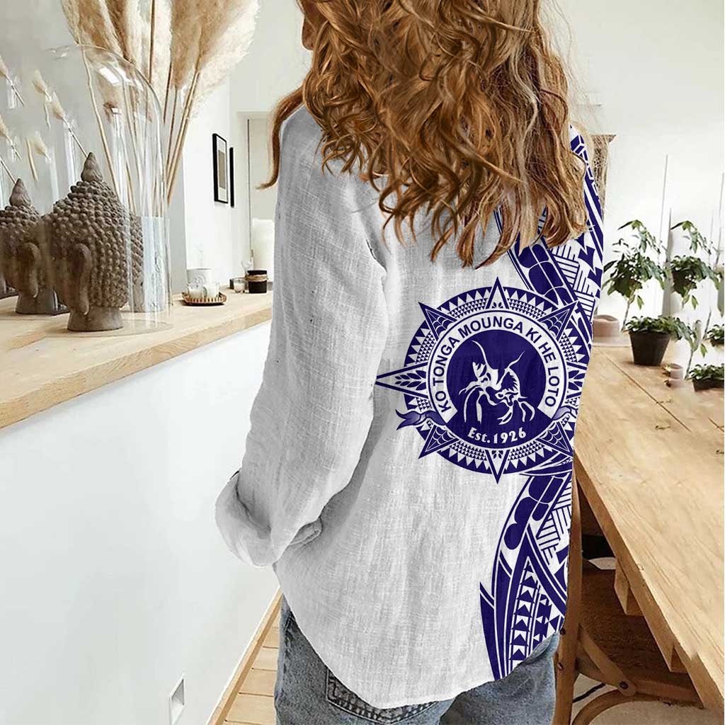 Tonga Queen Salote College 100th Years Women Casual Shirt White Tonga Kupesi Uniquely Pacific Art LT9 - Polynesian Pride