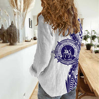 Tonga Queen Salote College 100th Years Women Casual Shirt White Tonga Kupesi Uniquely Pacific Art LT9 - Polynesian Pride