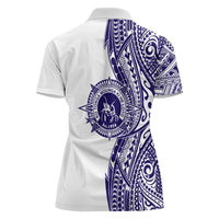 Tonga Queen Salote College 100th Years Women Polo Shirt White Tonga Kupesi Uniquely Pacific Art - Polynesian Pride
