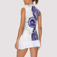 Tonga Queen Salote College 100th Years Women Sleeveless Polo Shirt White Tonga Kupesi Uniquely Pacific Art LT9 - Polynesian Pride