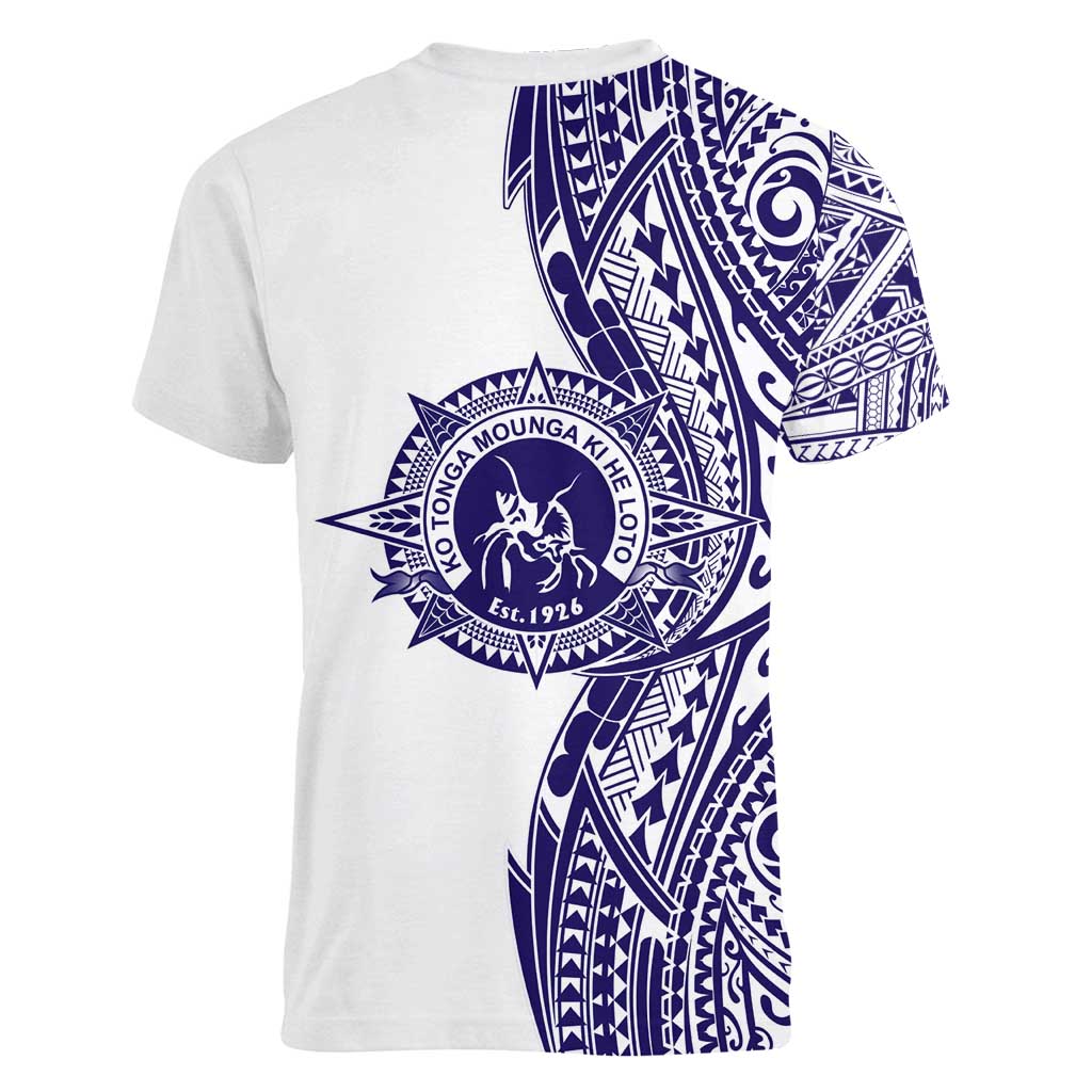 Tonga Queen Salote College 100th Years Women V-Neck T-Shirt White Tonga Kupesi Uniquely Pacific Art LT9 - Polynesian Pride