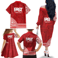 Samoa FAST Family Matching Off The Shoulder Long Sleeve Dress and Hawaiian Shirt Samoan Motif Patterns LT9 - Polynesian Pride