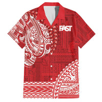 Samoa FAST Family Matching Off The Shoulder Long Sleeve Dress and Hawaiian Shirt Samoan Motif Patterns LT9 Dad's Shirt - Short Sleeve Red - Polynesian Pride