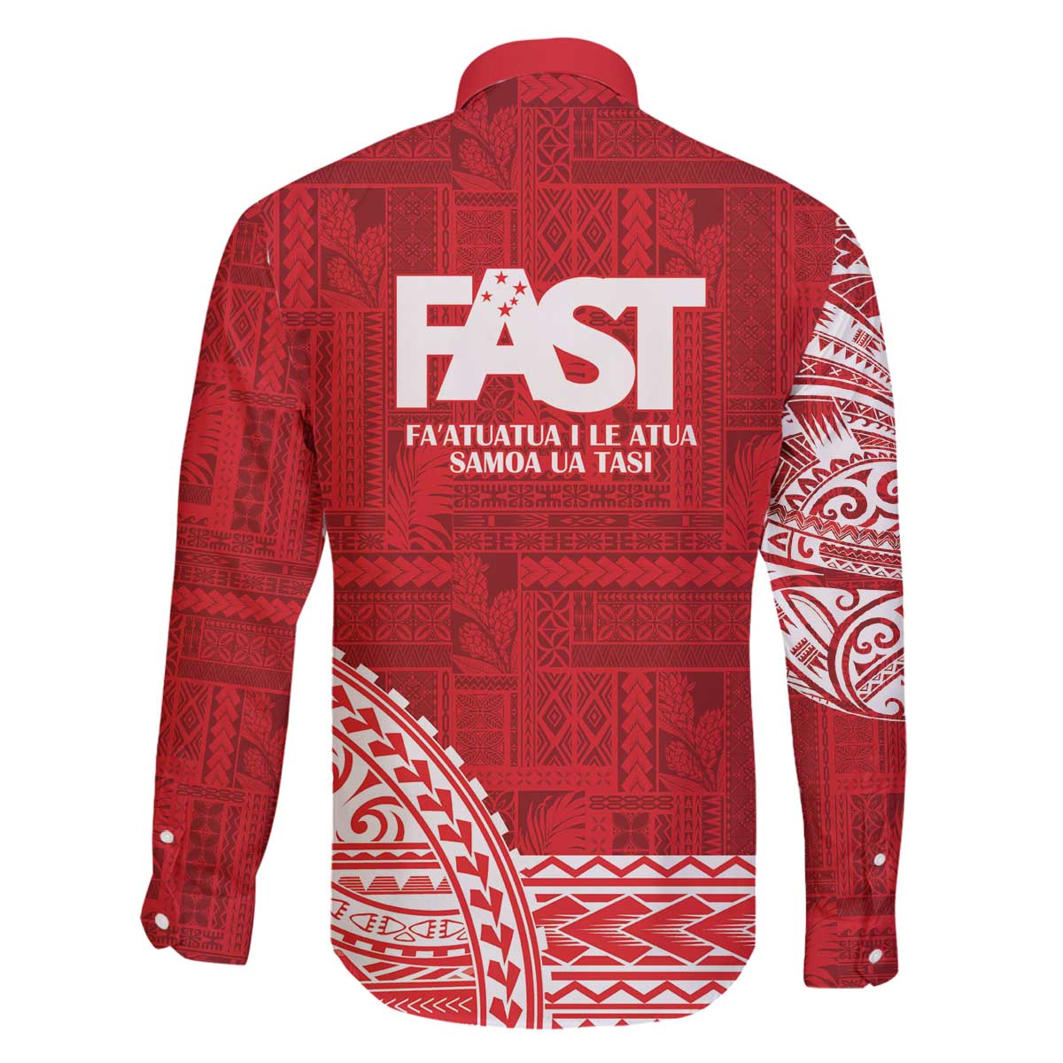 Samoa FAST Family Matching Off The Shoulder Long Sleeve Dress and Hawaiian Shirt Samoan Motif Patterns LT9 - Polynesian Pride