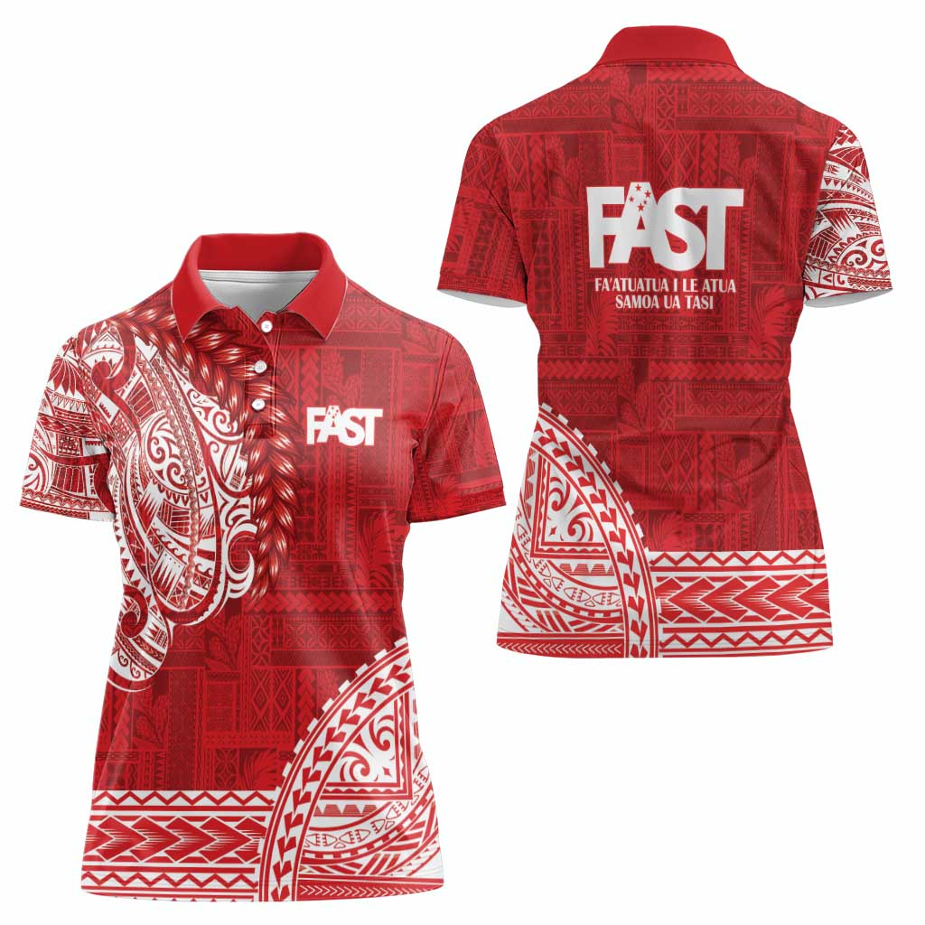 Samoa FAST Women Polo Shirt Samoan Motif Patterns - Polynesian Pride