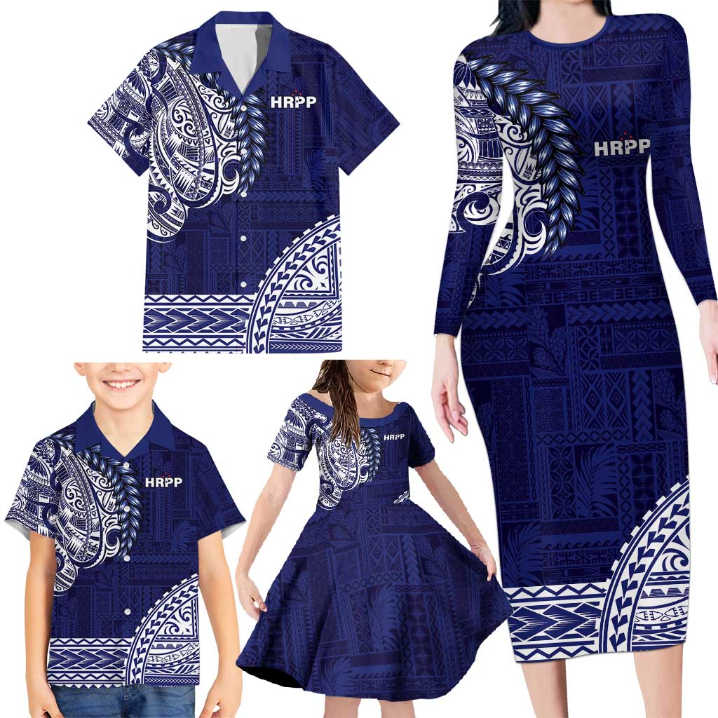 Samoa HRPP Family Matching Long Sleeve Bodycon Dress and Hawaiian Shirt Samoan Motif Patterns LT9 - Polynesian Pride