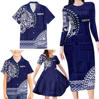 Samoa HRPP Family Matching Long Sleeve Bodycon Dress and Hawaiian Shirt Samoan Motif Patterns LT9 - Polynesian Pride