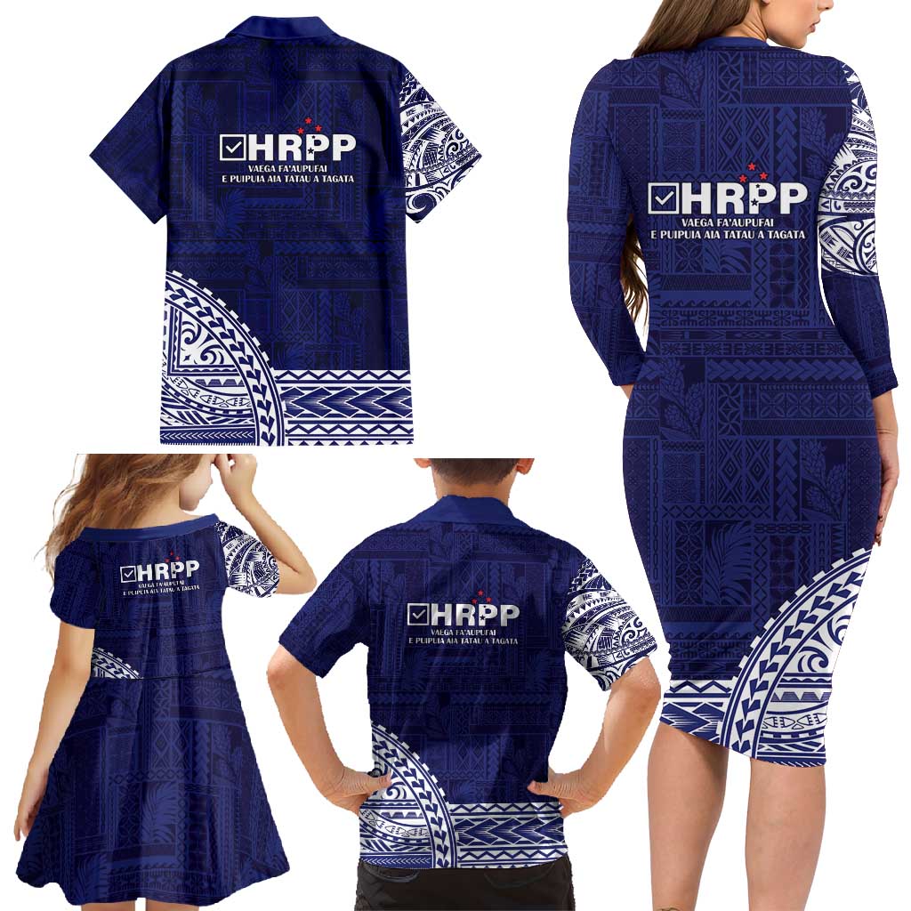 Samoa HRPP Family Matching Long Sleeve Bodycon Dress and Hawaiian Shirt Samoan Motif Patterns LT9 - Polynesian Pride