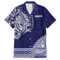 Samoa HRPP Family Matching Long Sleeve Bodycon Dress and Hawaiian Shirt Samoan Motif Patterns LT9 Dad's Shirt - Short Sleeve Blue - Polynesian Pride